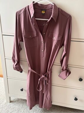 Eddie Bauer Dusty Mauve Departure Long sleeve Button-Up Shirtdress